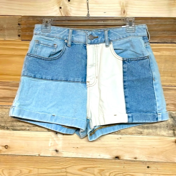 PacSun size 27 high waisted patchy multi denim wash 3” mom shorts - Picture 1 of 10